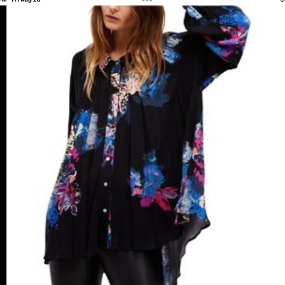 Free People Meadow Lark flowy floral high low hem Tunic size XS T71 - Picture 1 of 11
